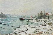 Alfred Sisley Mooring Lines, the Effect of Snow at Saint-Cloud china oil painting artist